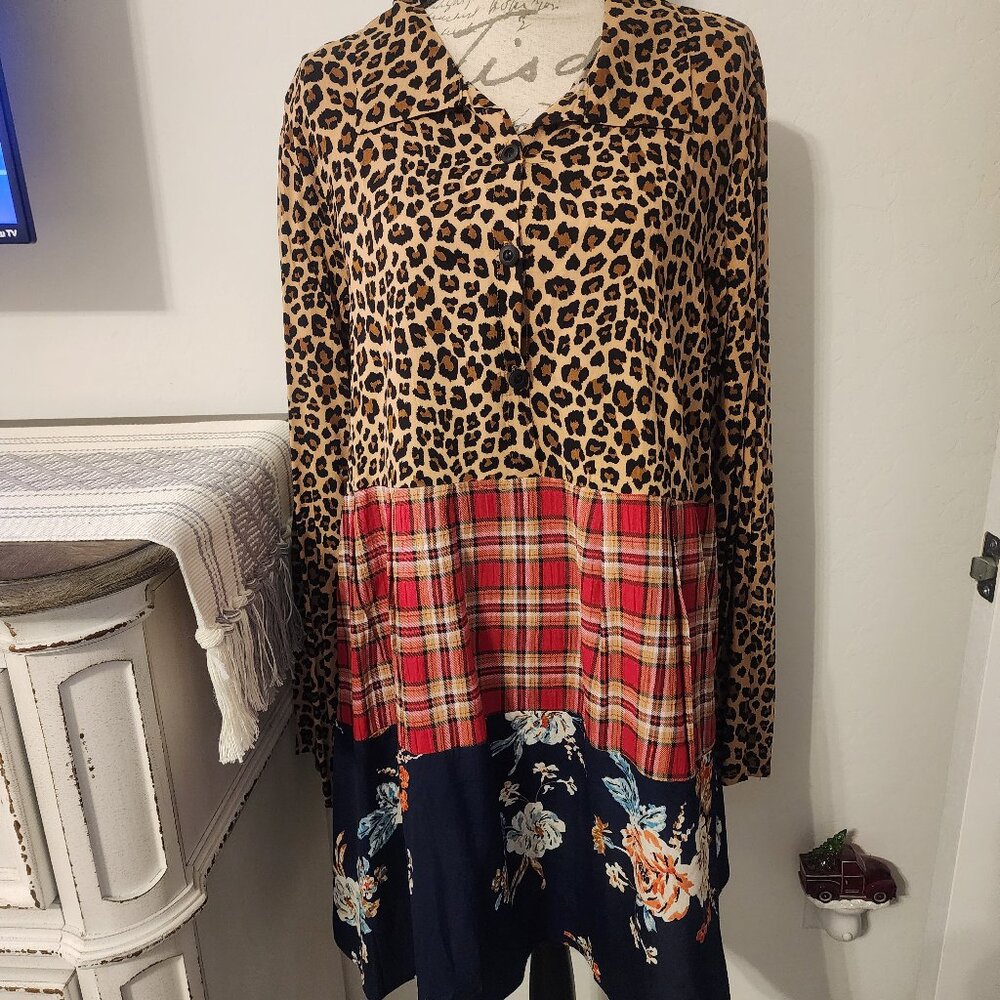 Multi color long sleeve dress